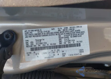 2016 Ford Focus Se z USA, uszkodzony, nr VIN 1FADP3F20GL401697